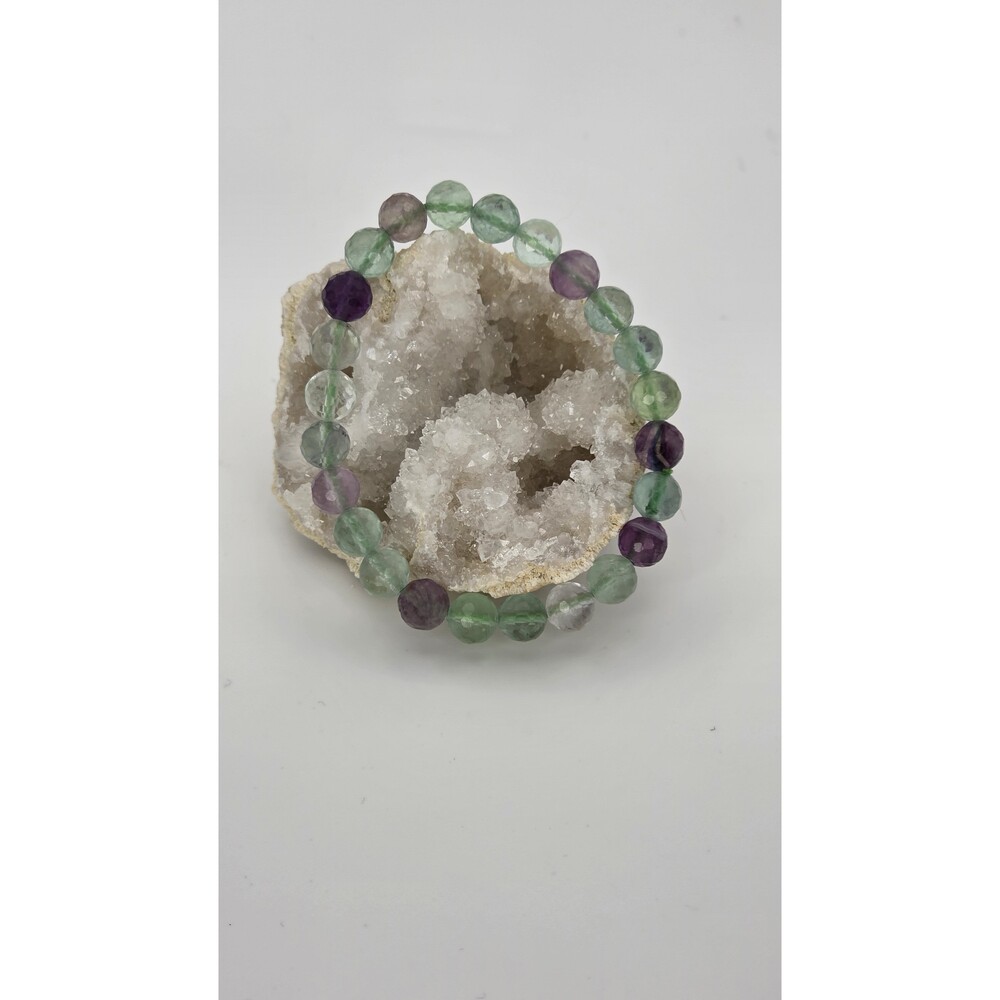 Faceted Rainbow Fluorite Stretch Bracelet